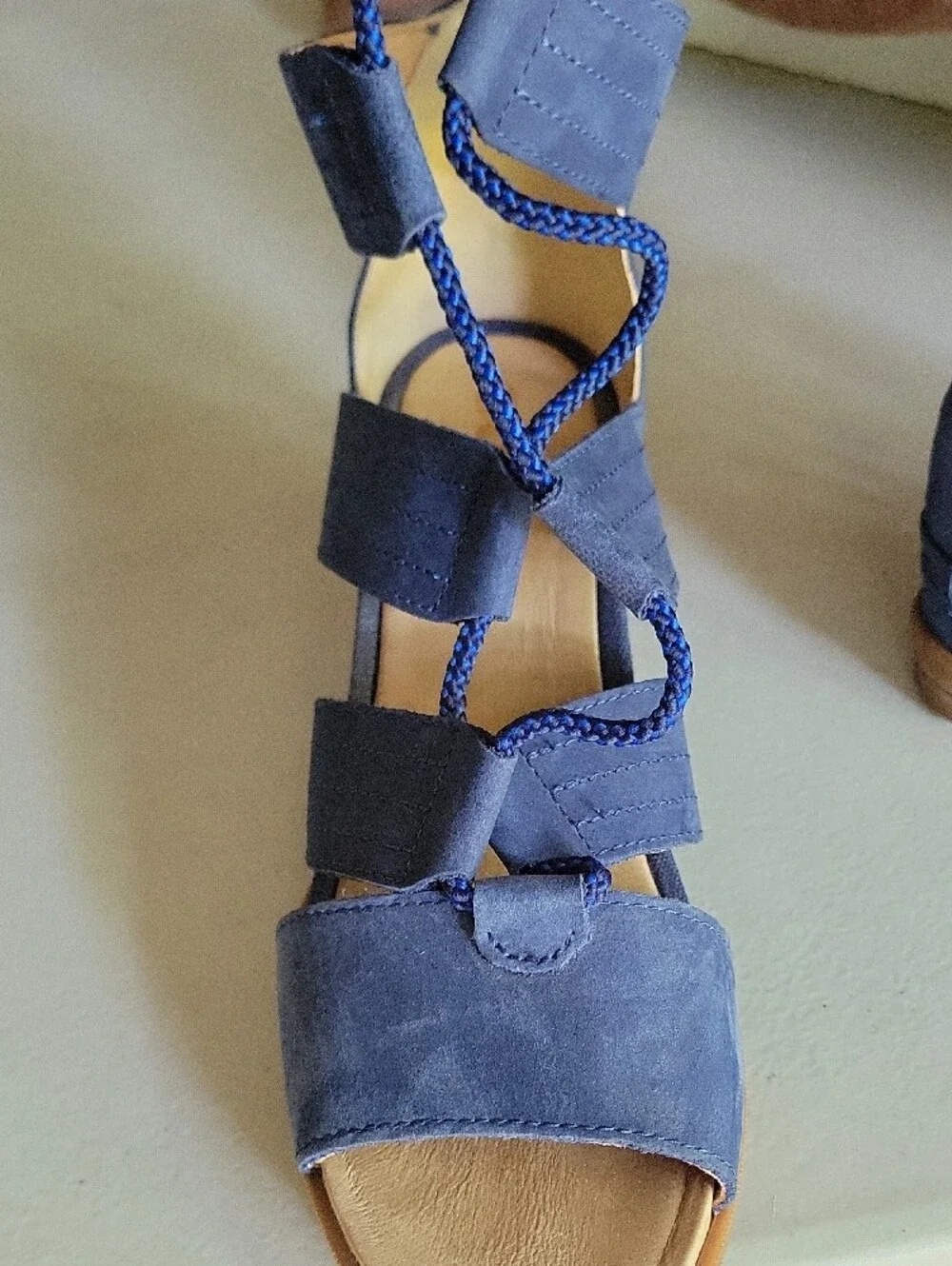 Sorel Blue Suede Lace-Up Gladiator Sandals